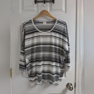 Women's Soma Top Size‎ Medium Black And White Stripes Loose Fitting